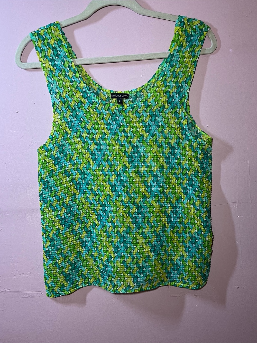 Vintage y2k 90s PIANO popcorn textured tank blouse top size large